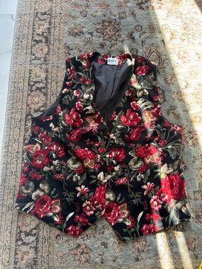 Vintage Koret Vest with Red Floral Accents